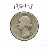 1951-S Washington Silver Quarter