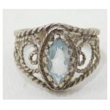 Sterling Silver Blue Stone Ring - 3.25 grams