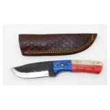 New Carbon Steel Drop Point Knife with Leather