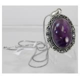 Amethyst German Silver Pendant Necklace
