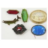 6 Antique Pins, Some with Stones - Excellent