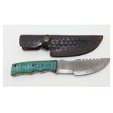 New Damascus Blade Gut Hook Hunting Knife with