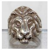Lion Sterling Silver Ring - Size 10, Marked TJ19