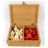 Old Carved Chess Pieces in Box