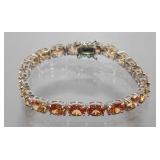 7" Tennis Bracelet Champagne/Peach Oval Gemstones