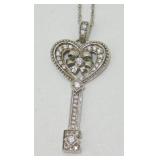 Sterling Silver Key to my Heart CZ Pendant w/