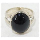 Vintage Sterling Silver Black Onyx Ring - Size