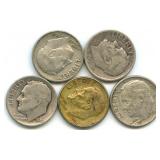 5 Roosevelt Silver Dimes