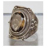 Vintage Smokey Quartz 925 Sterling Ring - Size