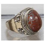 Fossilized Red Dinosaur Bone Cabochon 925