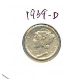 1939-D Mercury Silver Dime