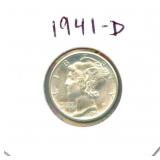 1941-D Mercury Silver Dime