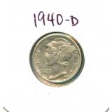1940-D Mercury Silver Dime