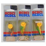 3 Vintage Rebel Fish Lures in Package - Never