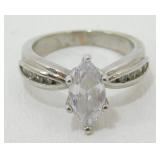 Silver Plated CZ Engagement Ring - 4.72 grams