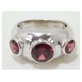Sterling Silver Garnet Ring - 4.9 grams Total