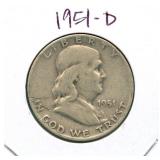 1951-D Franklin Silver Half Dollar