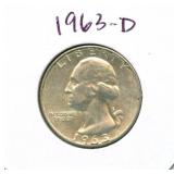 1963-D Washington Silver Quarter