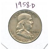 1958-D Franklin Silver Half Dollar