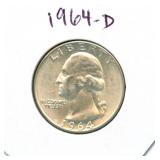 1964-D Washington Silver Quarter