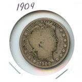 1909 Barber Silver Half Dollar