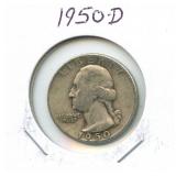 1950-D Washington Silver Quarter