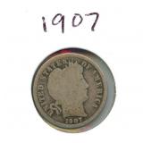 1907 Barber Silver Dime