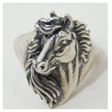 Sterling Silver Horse Ring - 7.56 grams Total