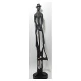 * Vintage 27" Bronze Man Holding Cane