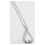 Sterling Silver Diamond Pendant on 18" Sterling