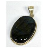 Sterling Silver Labradorite Pendant, Approx 1" x