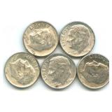 5 Roosevelt Silver Dimes