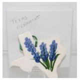 Porcelain Texas Ornament with Bluebonnet Flowers