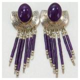 Sterling Purple Dangle Earrings - Missing 1