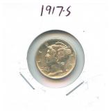 1917-S  Mercury Silver Dime