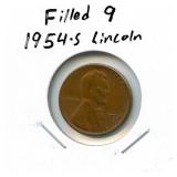 "Filled 9" 1954-S Lincoln Cent