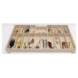 Plastic Tray with 22 Vintage Fishing Lures