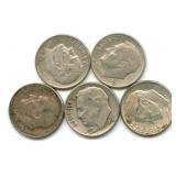 (5) U.S. Roosevelt Silver Dimes