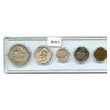 1955 U.S. Silver Coin Set in Plastic Holder - 90%