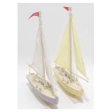 2 Wooden Sailboats on Stands