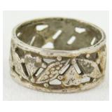 Vintage Sterling Marked Hearts and Leaves Ring