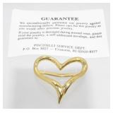 Gold Tone Heart Shaped Scarf Charm - 8.35 grams