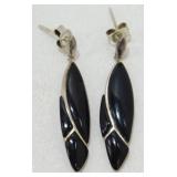 Sterling Dangle Black Onyx Earrings