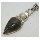Sterling Pearl & Stone Pendant