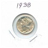 1938 Mercury Silver Dime