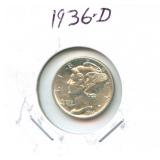 1936-D Mercury Silver Dime