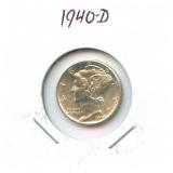 1940-D Mercury Silver Dime