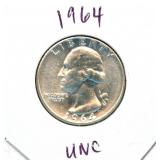 1964 Washington Uncirculated Silver Quarter