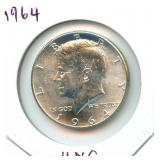 1964 Kennedy Uncirculated Silver Half Dollar