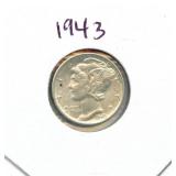 1943 Mercury Silver Dime